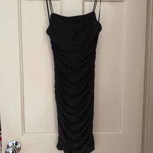 Princess Polly Black Sparkle Ruched Dress